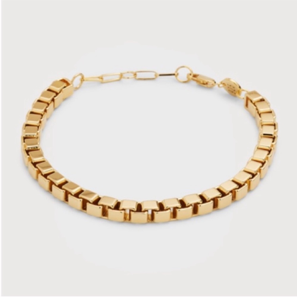14k Gold Plated Venetian Box Link Chain Bracelet